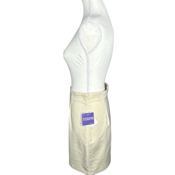 Vivienne‎ Tam Women's NWT Butterfly Beige Minimalist Pencil Skirt 6P/W28 - Picture 3 of 13